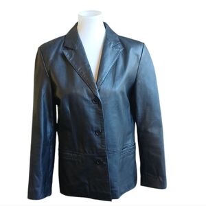 Women’s Black Leather Jacket by Clio Size Small